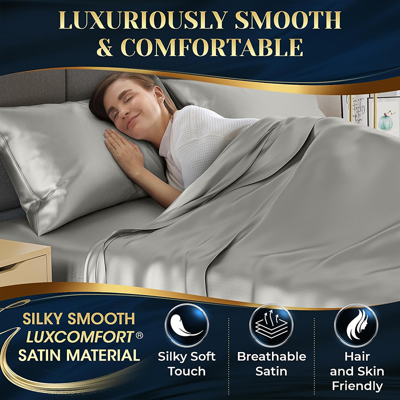 Bộ ga trải giường 4 món satin D00002